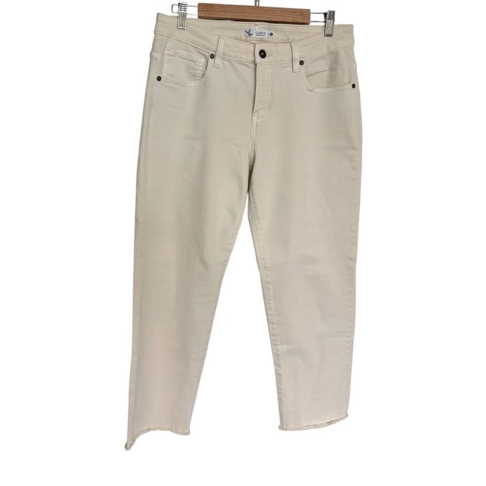Carve Designs Carson Jeans Cream / Ecru Denim Size 8 Raw Hem Boyfriend Style - Picture 2 of 9